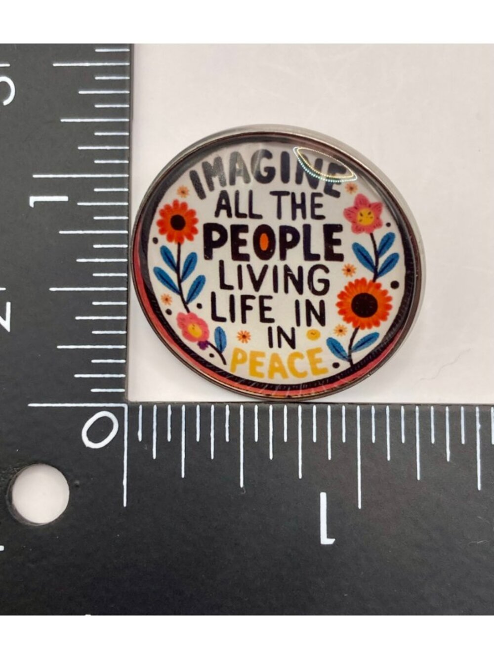 Imagine All The People Living Life In Peace Pin Flower Artwork -93B - Picture 4 of 4